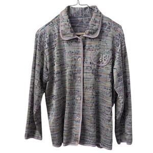 Vintage Purple Floral Rayon Blazer – Size Small